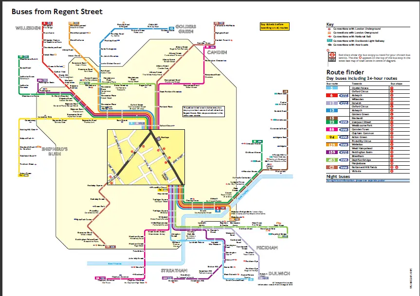 Andar de ônibus em Londres - mapa