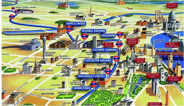 Metrô de Heathrow a St. Pancras - mapa 2