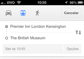 Como usar o Google Maps em viagens - local de partida
