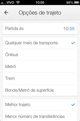 Como usar o Google Maps em viagens - opções de trajeto