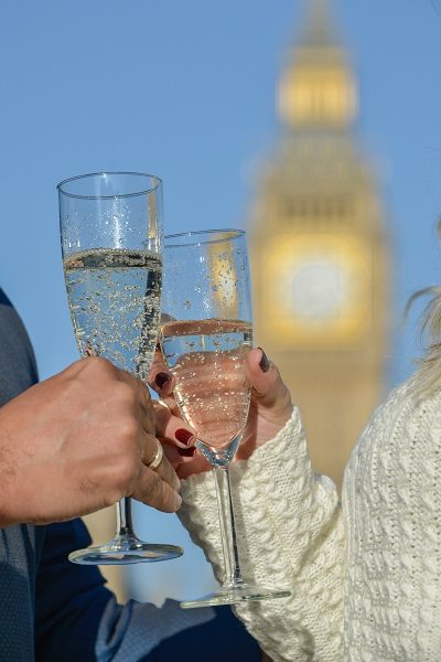 Programas românticos em Londres -champanhe