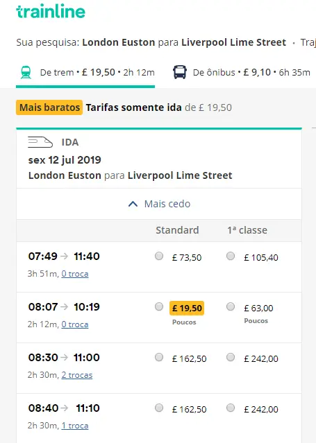 Viajar de trem na Inglaterra - onde comprar passagem