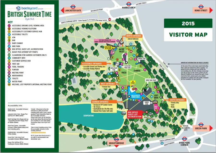 British Summer Time no Hyde Park - Mapa