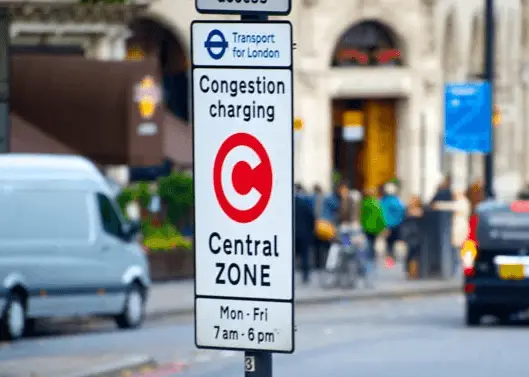 Taxa de congestionamento em Londres - placa