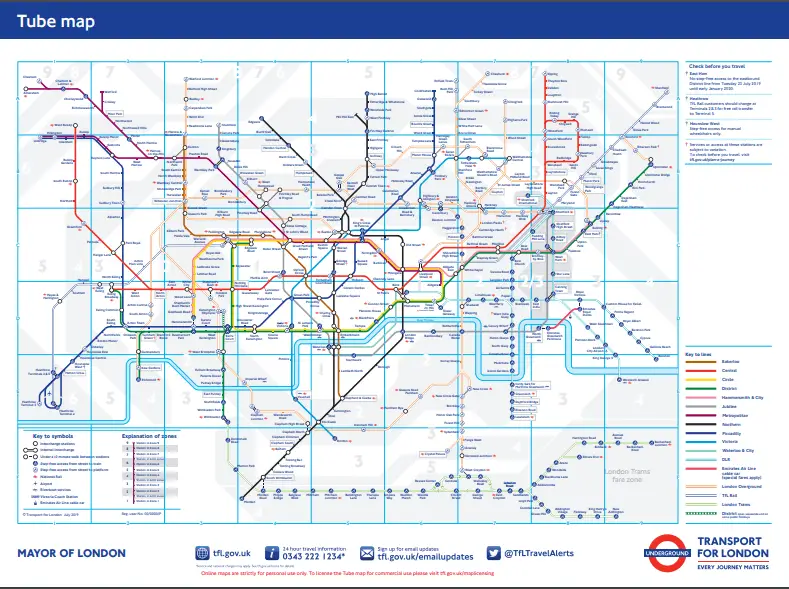 Mapa do metrô de Londres 