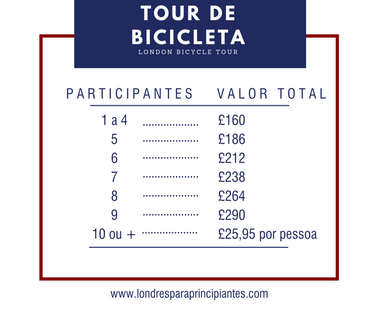 Tour de bicicleta em português - tabela de preços