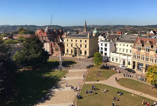 Cidade de Exeter em Devon, região sudoeste da Inglaterra