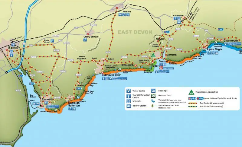 O que fazer em Exmouth - mapa da Costa Jurássica