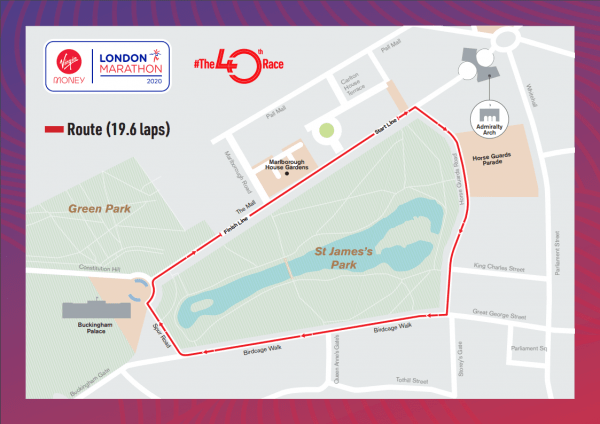 Mapa da Maratona de Londres 2020