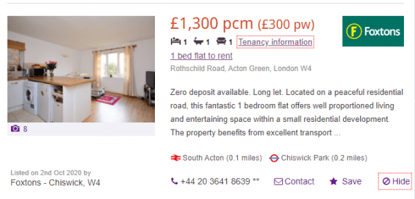 Anúncio de apartamento para alugar em Chiswick - Londres