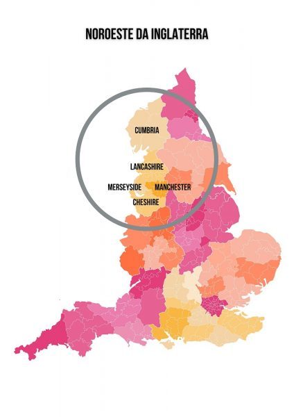 Mapa da Inglaterra - Nordeste 