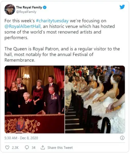 Tweet Rainha no Royal Albert Hall