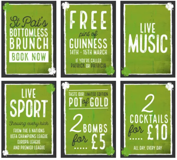 Promoções O'Neills St Patrick's Day em Londres