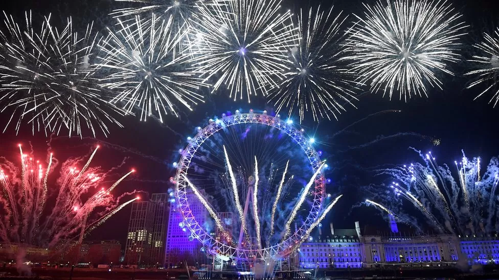 Queima de fogos reveillon London Eye